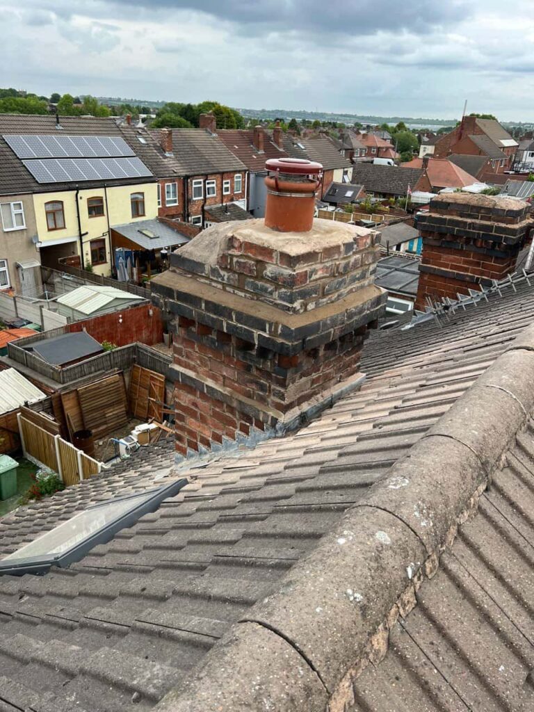 This is a photo taken from a roof which is being repaired by Waterlooville Roofing Repairs, it shows a street of houses, and their roofs